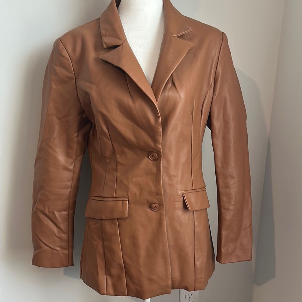 Daisy Women's Brown Faux Leather Blazer